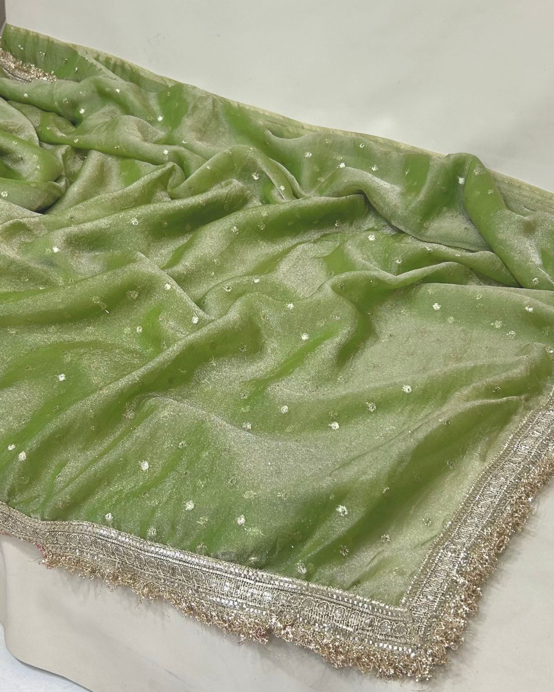 Olive Green Colour Space Silk Work Saree
