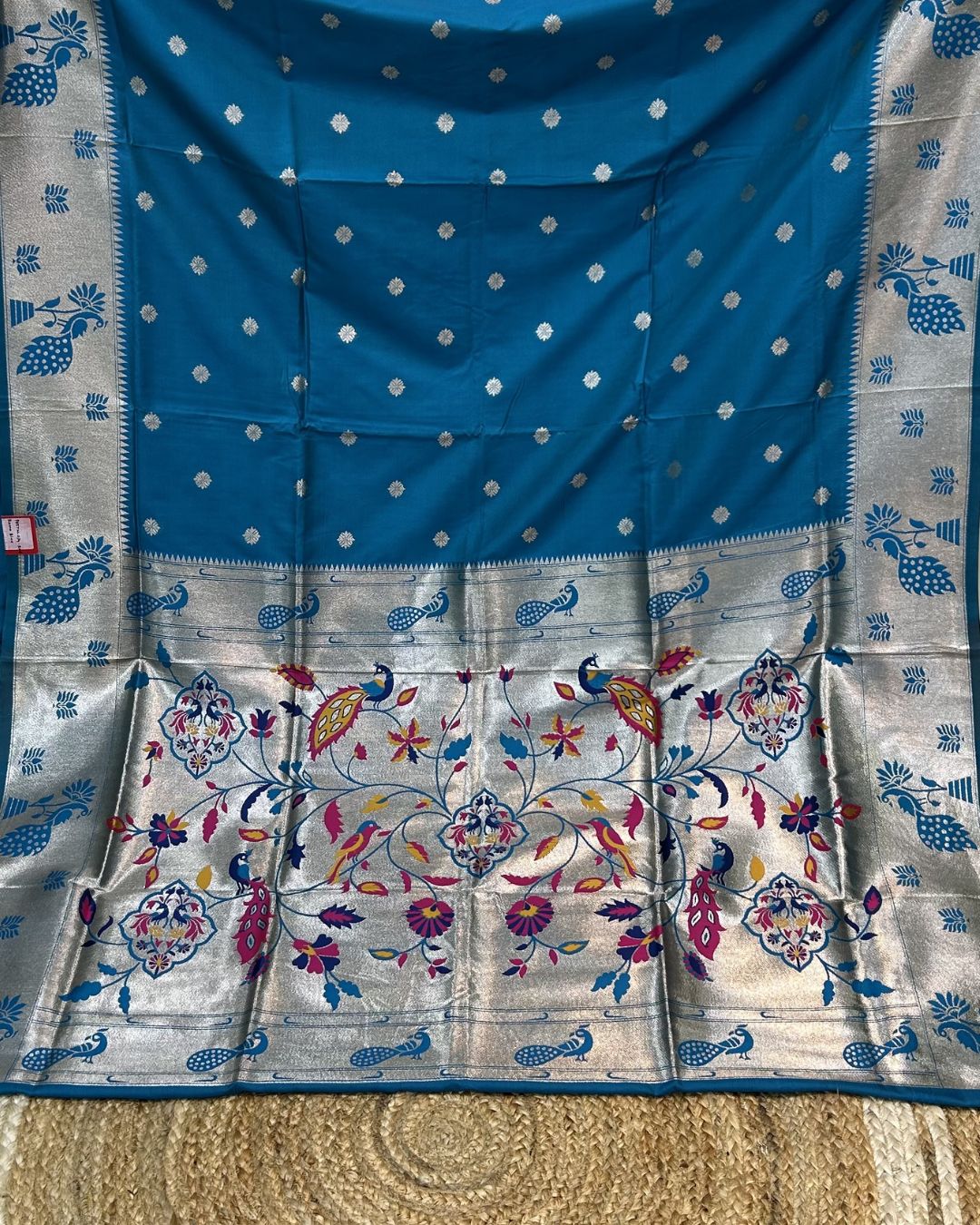 Rama Blue Colour Silk Paithani Saree