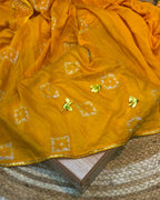Mango Yellow Colour Batik Cotton Saree