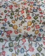 Light parrot green Colour Lotus Flower Print  Linen Cotton Printed Saree