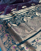 Wine Colour Satin Silk Paithani with Meenakari Peacock Butti
