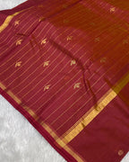 Crimson Red Colour Handloom Chanderi Saree