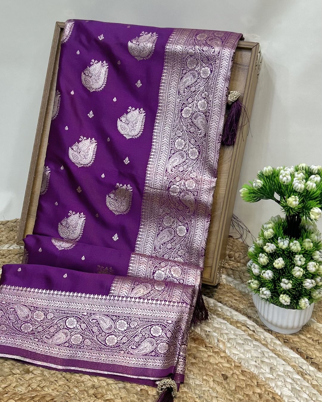 Purple Colour Soft Satin Silk Saree