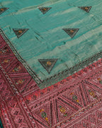 Sage Green Colour Shimmer Georgette Dual Shine Wok Border Saree