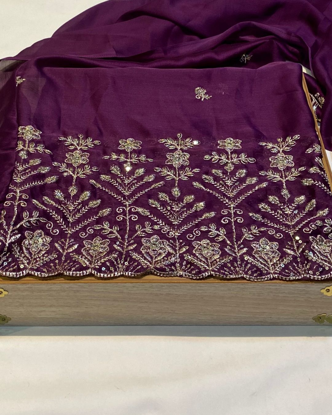 Wine Colour Fandy Silk Saree with Cut Work Border