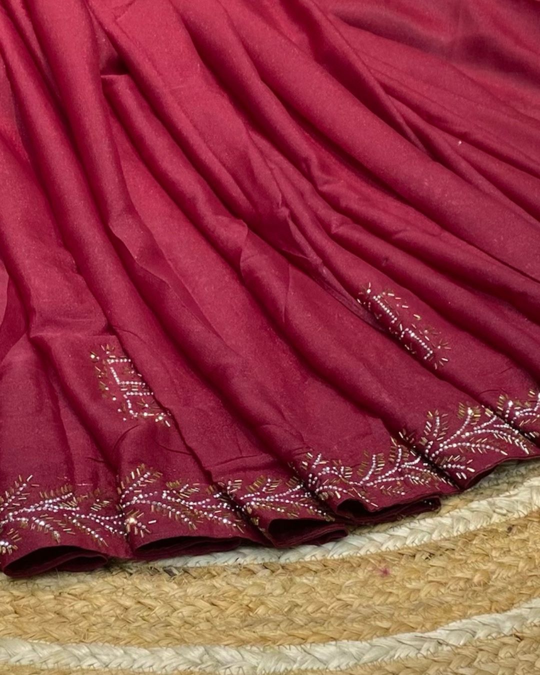 Cherry Pink Colour Star Georgette Saree