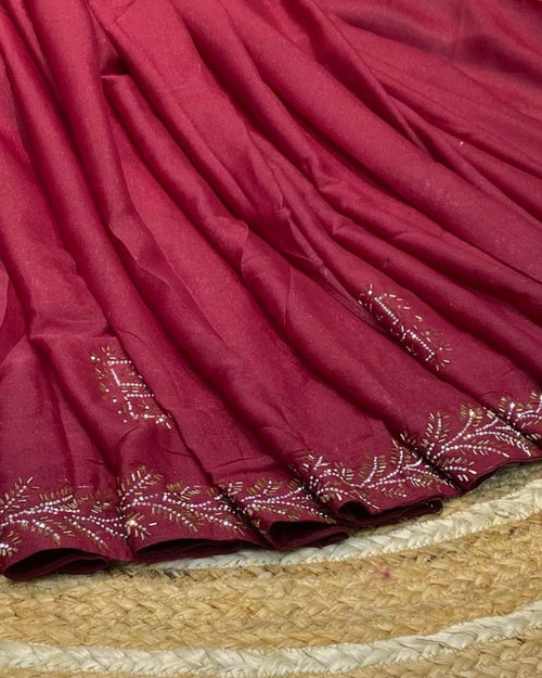 Cherry Pink Colour Star Georgette Saree