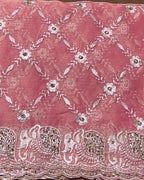 Dusty Rose Pink Colour Shimmer Chiffon Saree with Embroidery Work