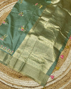 Sage Green Colour Cotton Silk Warli Design Saree