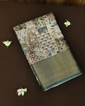 Off White Colour Tussar Silk Printed Saree