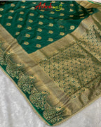 Green Colour Soft Satin Silk Saree With Moti Border