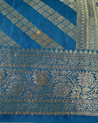 Petrol Blue Colour Vichitra Silk Swarovski Work Saree