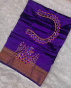 Purple Colour Kalanjali Paithani with Aari Work Blouse
