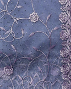 Lavender Colour Soft Net Cutwork border Saree