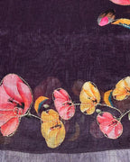 Purple-Wine Colour Linen Cotton Digital Printed Saree