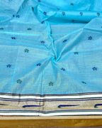 Blue Colour Cotton Meenakari Work Saree