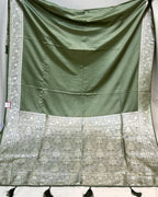 Dusty Green Colour Soft Satin Silk Saree