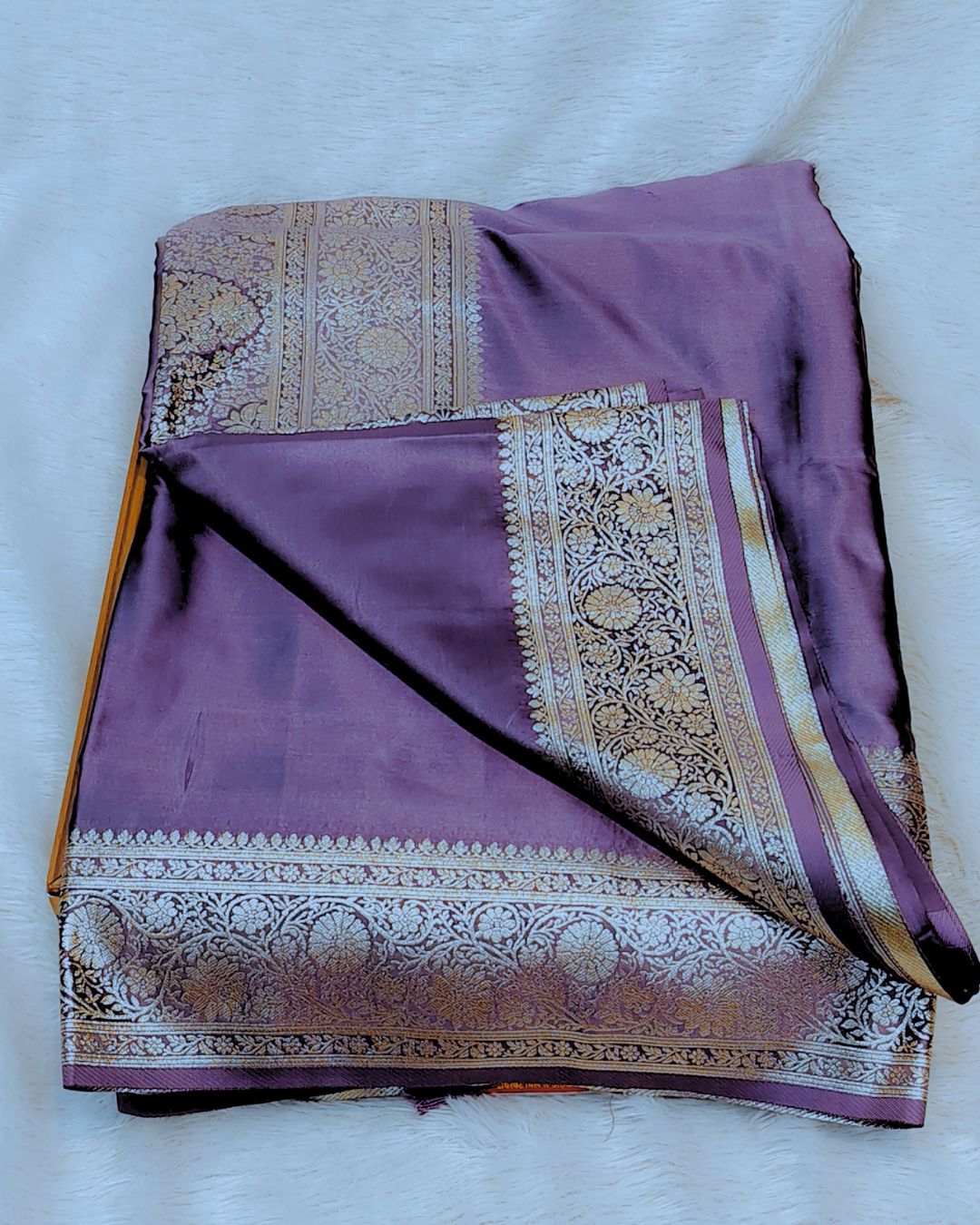 Lavender Colour Soft Satin Silk Saree