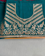 Wine Colour Art Silk Work Saree with Contrast Blouse