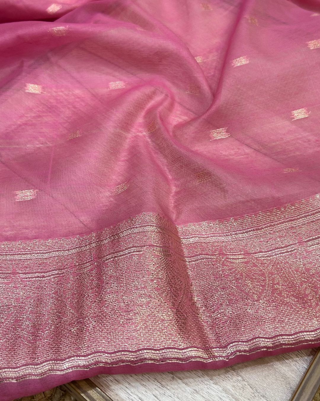 Pink Colour Semi Silk Zari Saree