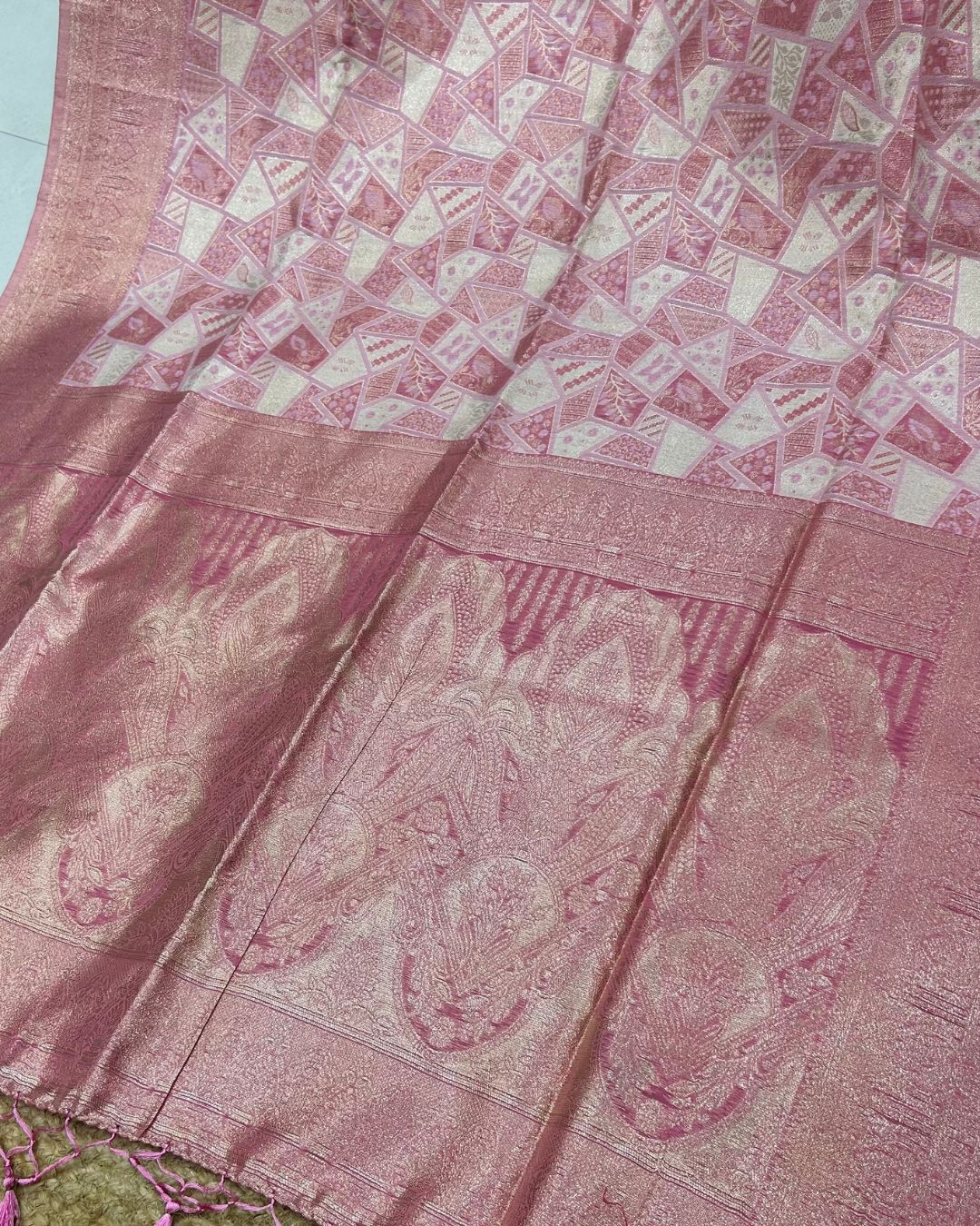 Pink Colour Semi Silk Zari Saree