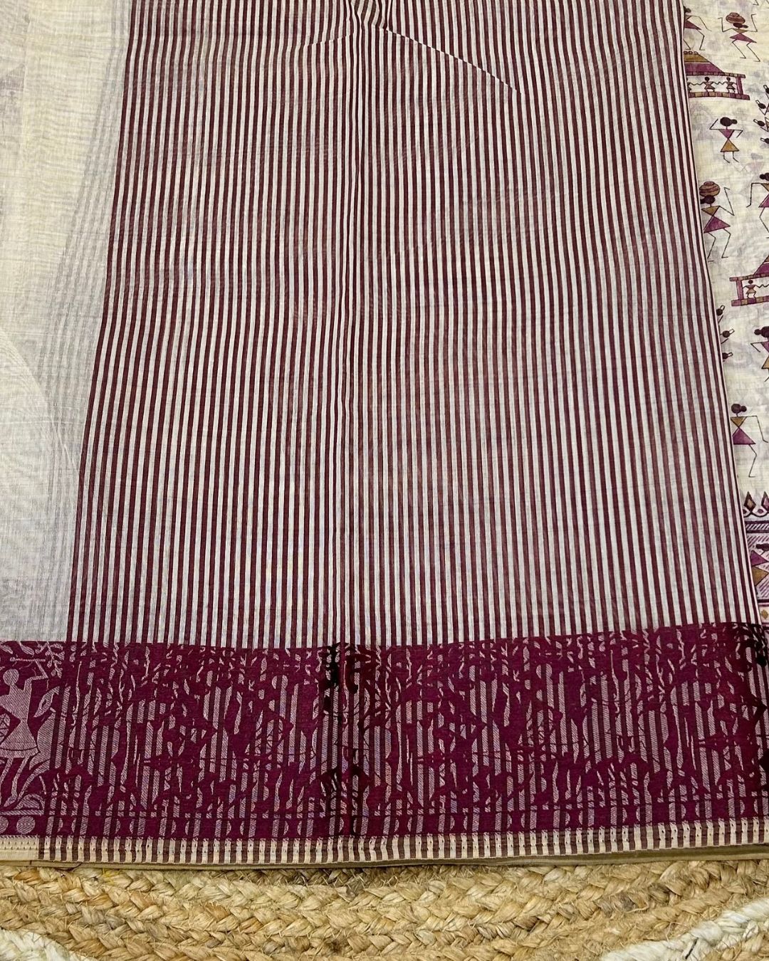 Off White Colour Cotton Warli Design Saree