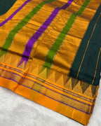 Dark Green Colour Irkal/Ilkal Cotton Saree