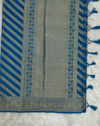Petrol Blue Colour Vichitra Silk Swarovski Work Saree