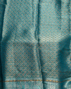Sky Blue Colour Shimmer Georgette Saree With Swarovski Work