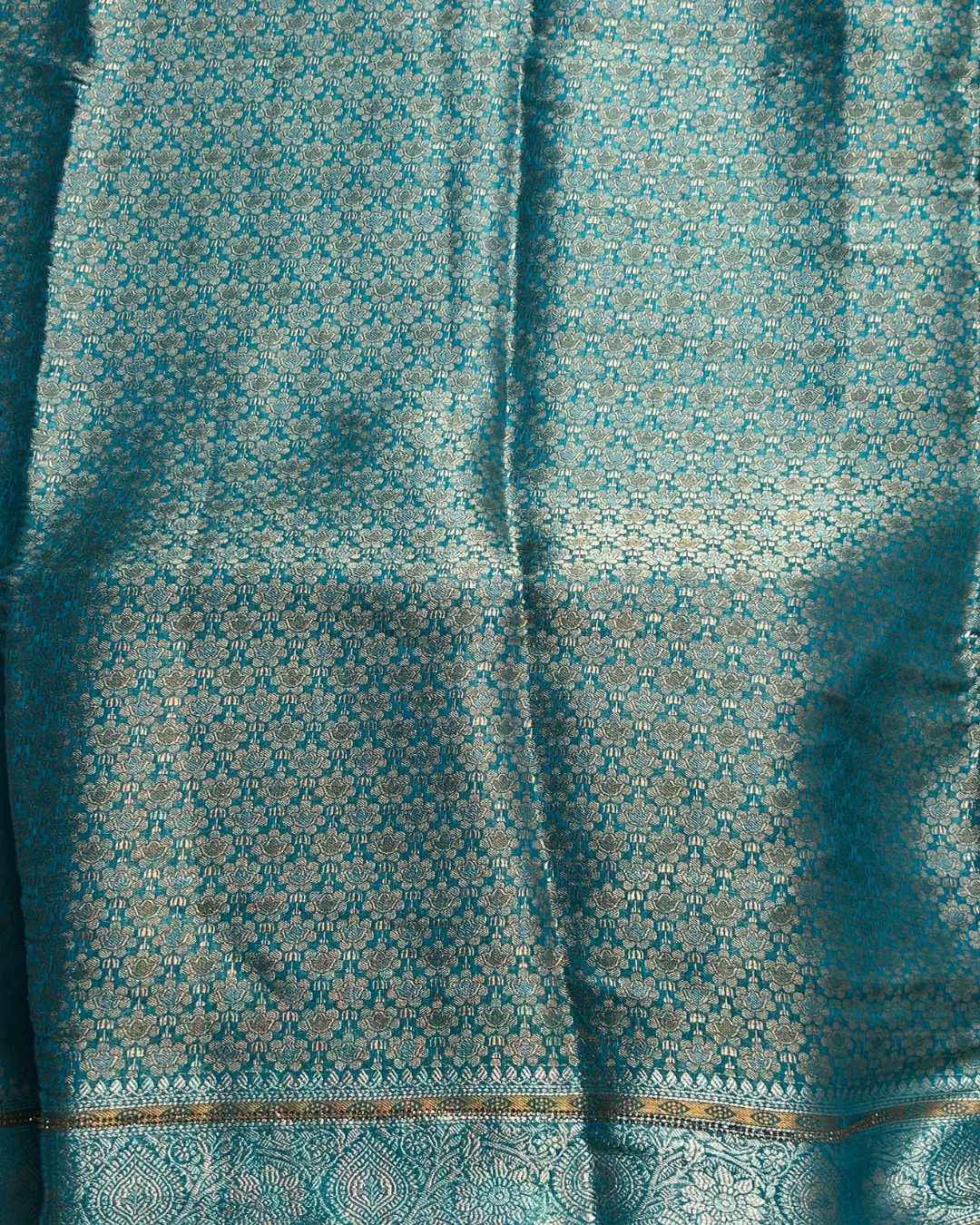 Sky Blue Colour Shimmer Georgette Saree With Swarovski Work