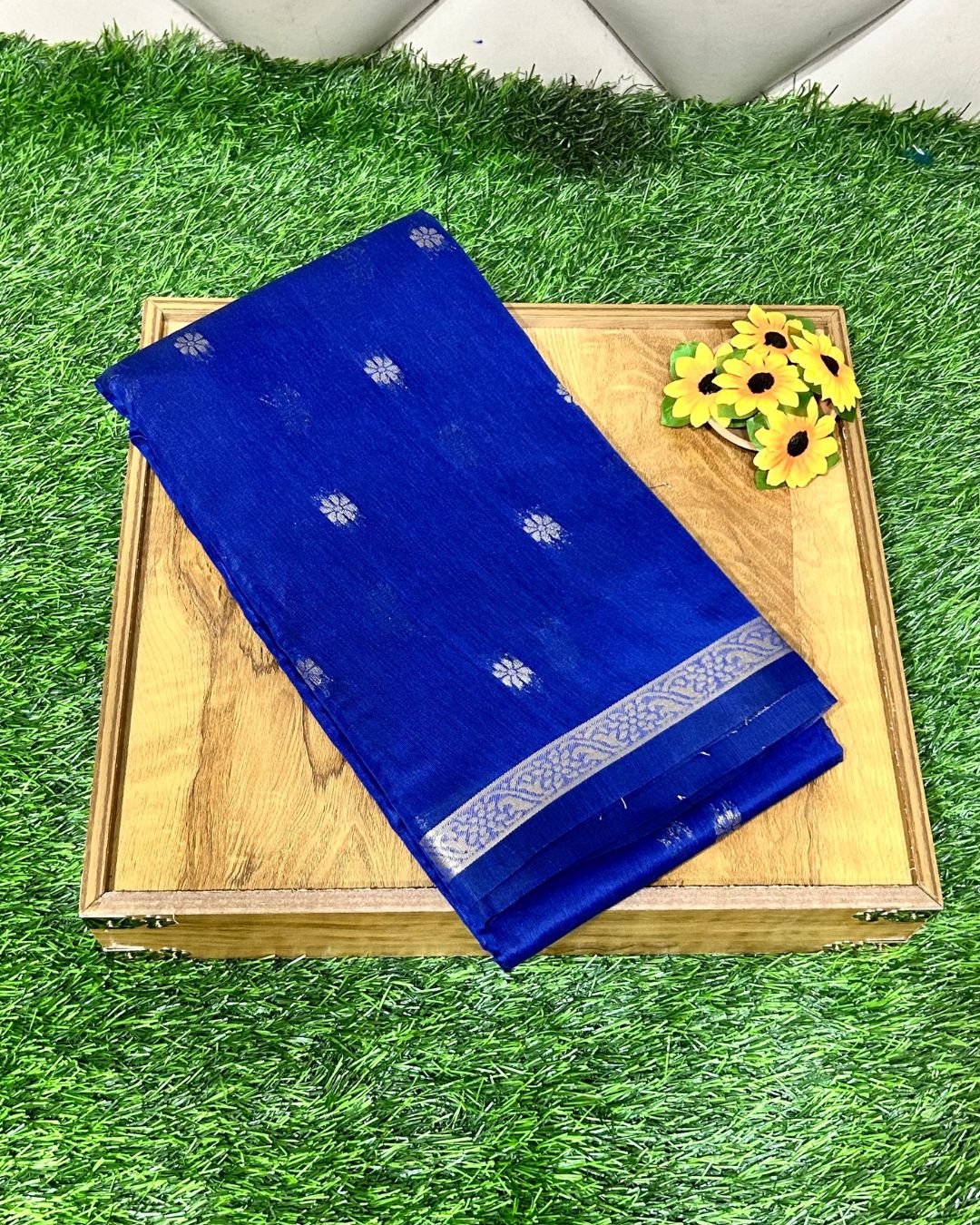 Royal Blue Colour Maheshwari Cotton Saree M15186