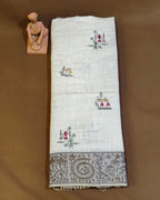 Off White Colour Cotton Warli Design Saree