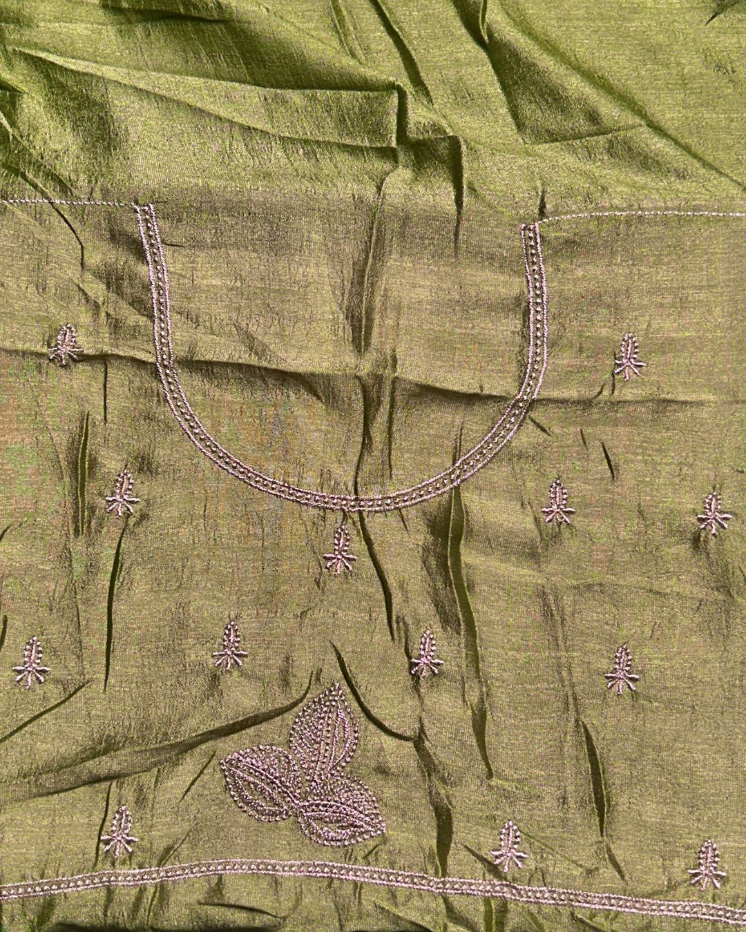 Sage Green Colour Vichitra Silk Thread Wok Border Design Saree