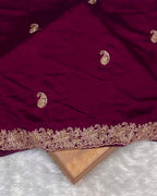 Rust Orange Colour Shimmer Silk Saree with Contrast Blouse Piece