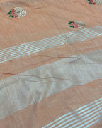 Light Orange Colour Linen Cotton Saree