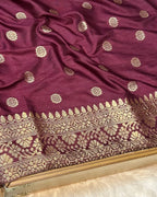 Wine Colour Dola Silk Saree