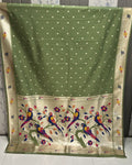 Moss Green Colour Bamboo Paithani Saree M 15237