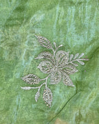 Sage Green Colour Crunchy Silk Thread Work Saree