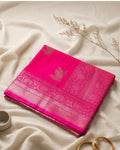 Rani Pink Colour Semi Silk Saree with Golden Rich Border