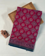 Pink Colour Ajrakh Print Mirror work Saree