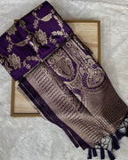 Purple Colour Dola Silk Saree