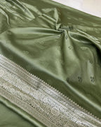 Dusty Green Colour Soft Satin Silk Saree