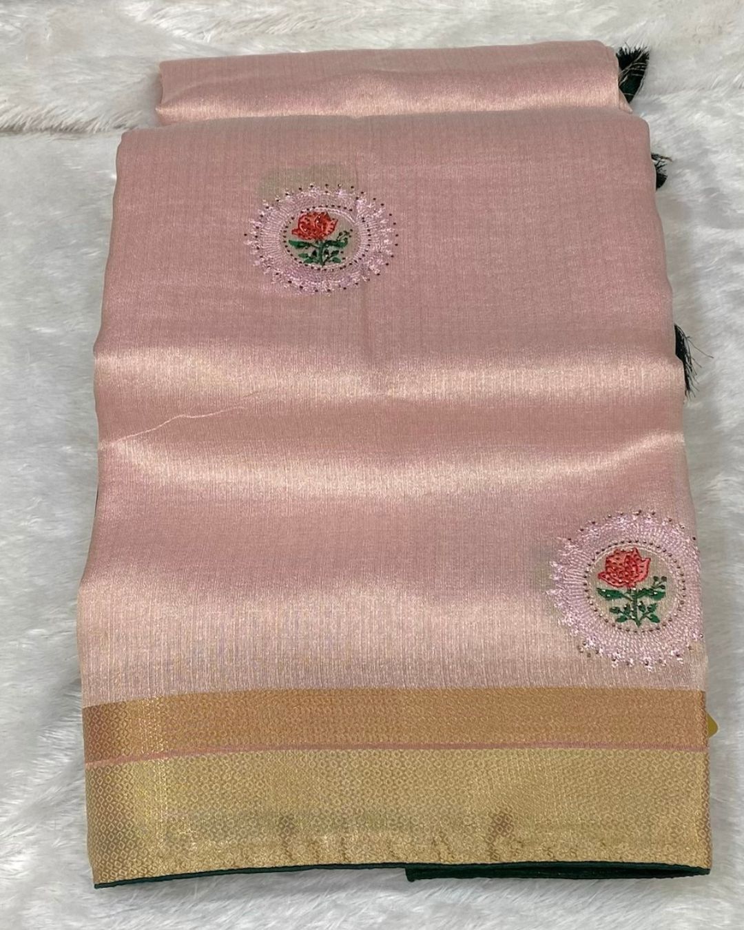 Baby Pink Colour Tissue Silk Saree