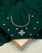 Green Colour Vichitra Silk Wok Saree
