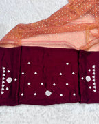 Rust Orange Colour Shimmer Fandy Saree