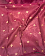 Wine  Colour Cotton Jamdani Saree with Sequin Work