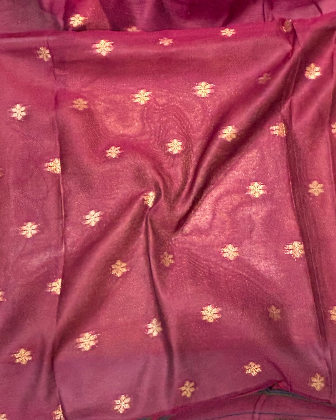 Wine  Colour Cotton Jamdani Saree with Sequin Work