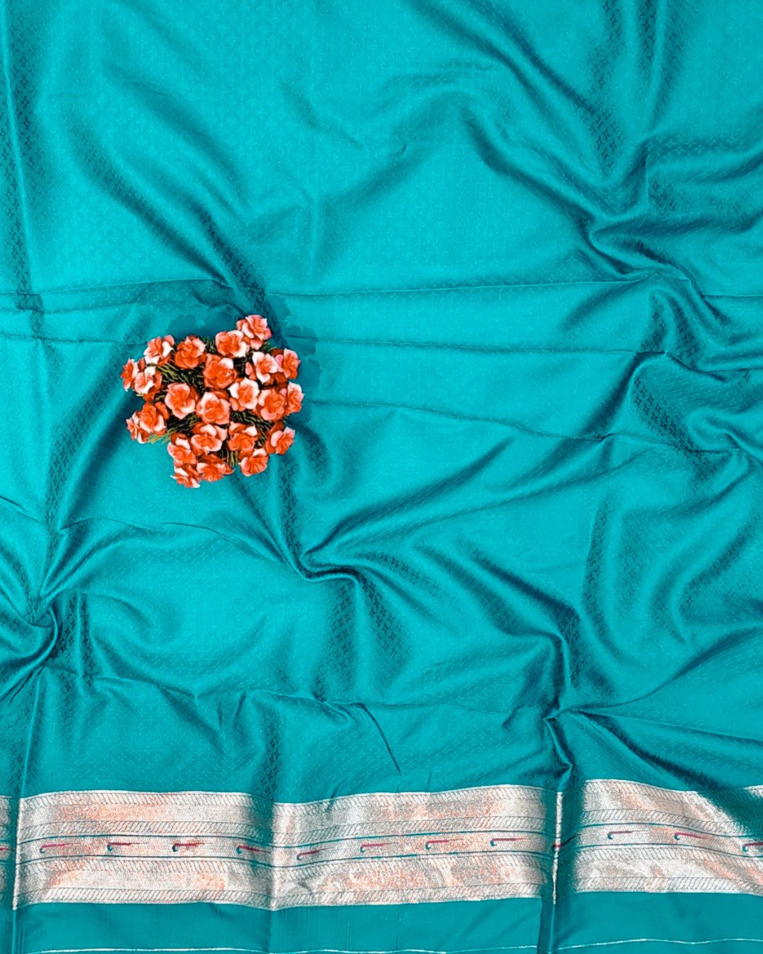 Rama Blue Colour Silk Paithani Saree