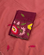Burgundy Colour Shimmer Georgette Thread Work Saree