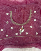 Magenta Colour Soft Net Cutwork border Saree